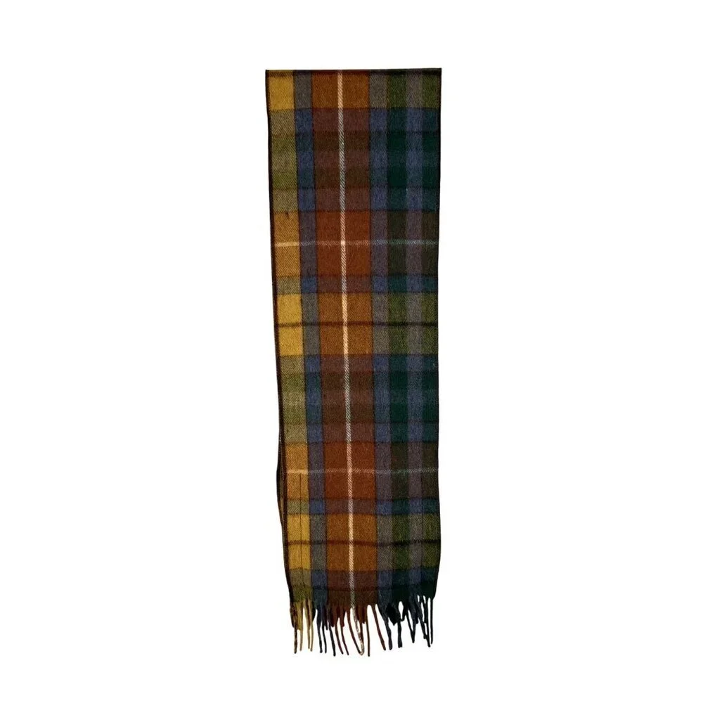 Patrick King Woollen Co. Deluxe Wool Tartan Plaid Scarf Pockets Fringe Preppy